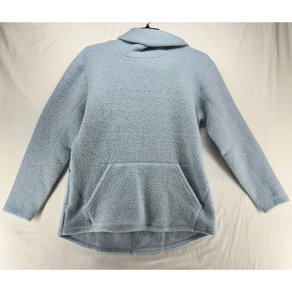 Smartwool Hudson Trail Fleece Pullover Cowl Neck Wool Blend Blue Womens Large